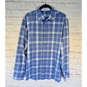 TASSO ELBA Men’s Blue Plaid Lightweight 100% Cotton  Button Down Shirt Size XL